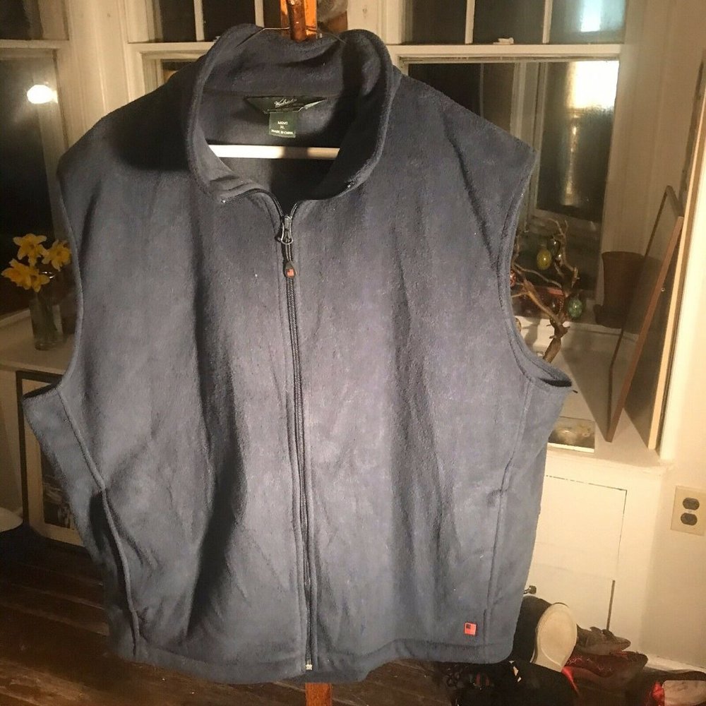 Woolrich Mens Fleece Zip Up Jacket XL Navy Blue Sleeveless